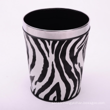 Zebra Design Leather Covered Tapered Dustbin for Guestroom (A12-1904Q)